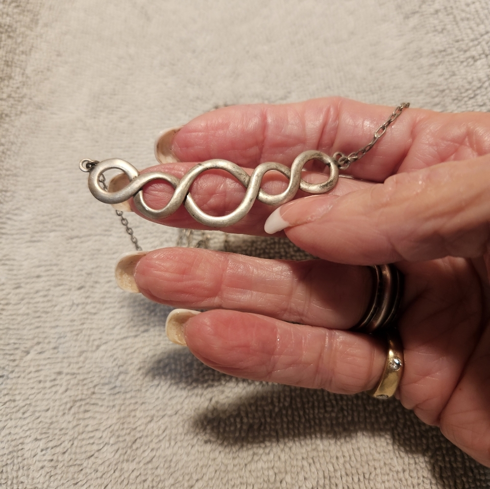 925 STERLING SILVER/14K GOLD CIRCULAR CONNECTING NECKLACE. BEAUTY. PICS 📸